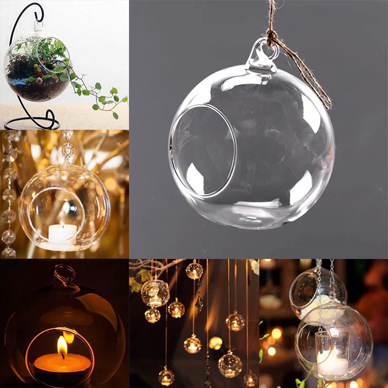 Clear Glass Hanging Candlestick Terrariums Tea Light Hanging Glass Candle Holders Wedding Party