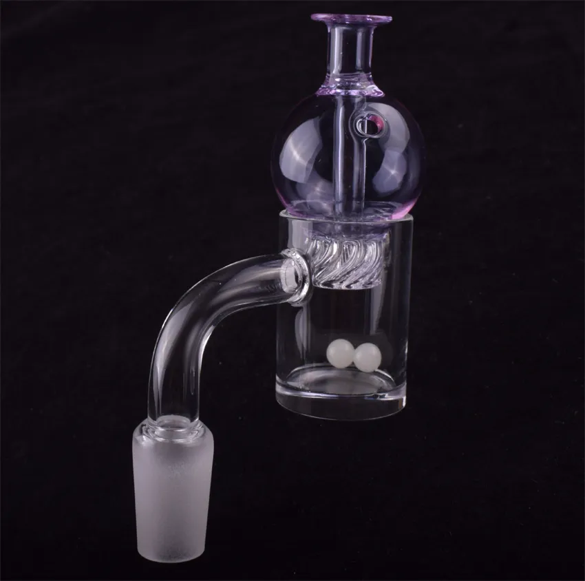 Banger à quartz à col court de 25 mm avec fond plat à marteau de 5 mm avec capuchon en verre tournant Carb Cap Terp Pearl insert pour bang à eau en verre