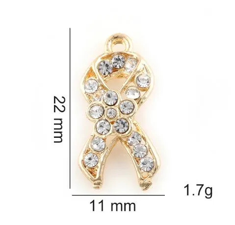 20st / parti 22x11mm (guld, silverfärg) Ribboncancer Häng hängande charms passform för glasmagnetminne flytande locket