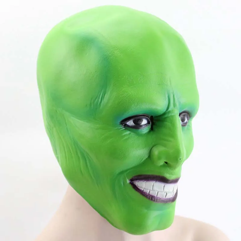 Film Maske Jim Carrey Cosplay Yetişkin Lateks Maskeleri Tam Yüz Yeşil Makyaj Cadılar Bayramı Performansı Masquerade Parti Kostümü Props238a