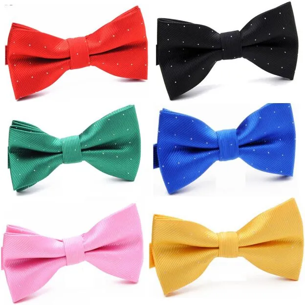 Stripe Bowtie 15 färger 12 * 6cm Bowknot Spots Solid Color Bow Tie Mäns Slips Set för Fars Dag Mäns Business Bowtie Julklapp