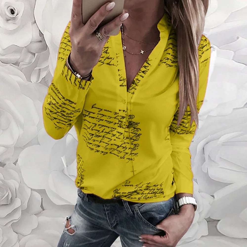 Env o Gratis Blusas Con Estampado De Letras Para Mujer Blusas