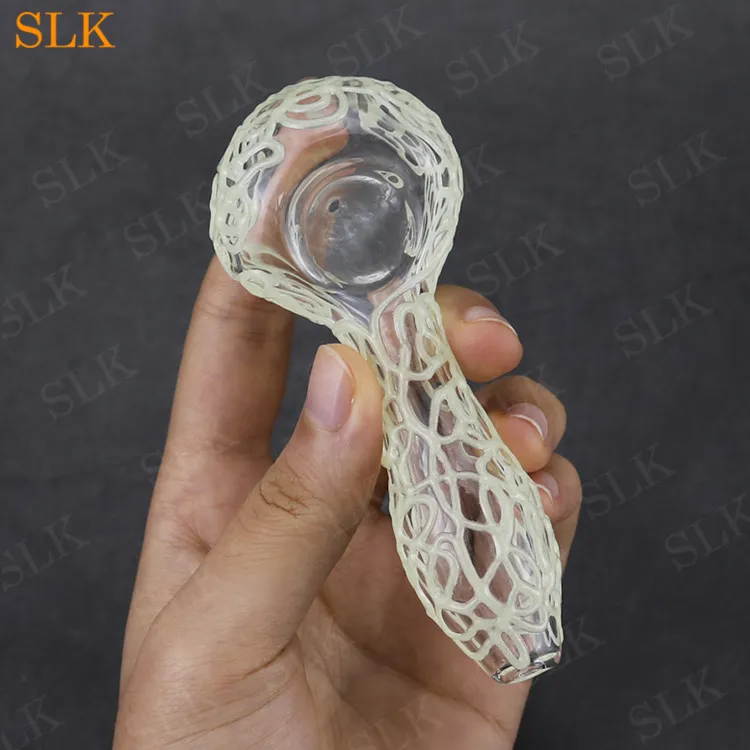 Pipe de soufflage de verre capiteux avec des écrans de bol pipes en verre de style cuillère brûleur à mazout pyrex barboteur bong conception animale de poulpe