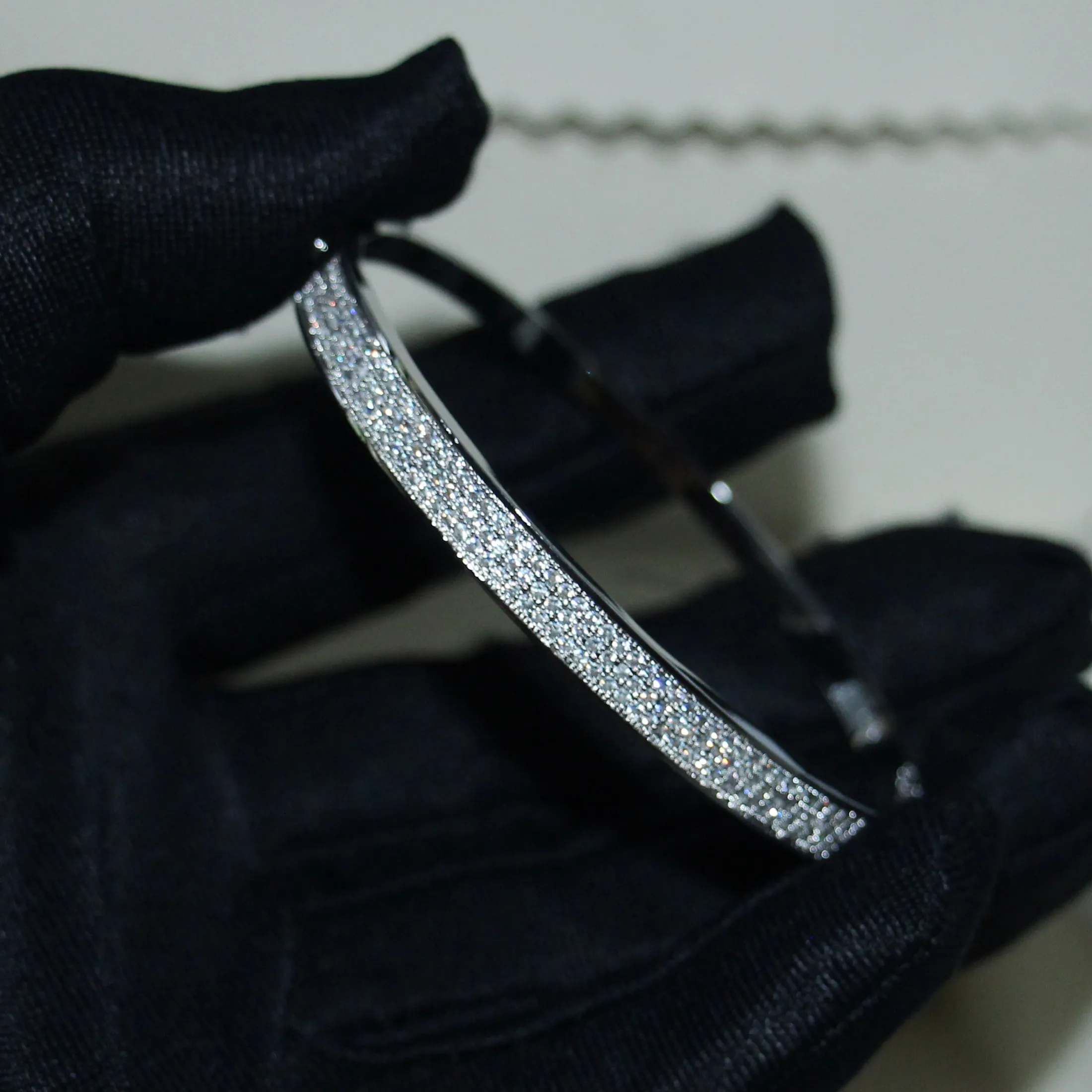 Choucong Sparkling Fashion Jewelry 925 Sterling Silver Pave White Sapphire Cz Diamond GemStones Women Wedding Party Wrist Bangle G310N