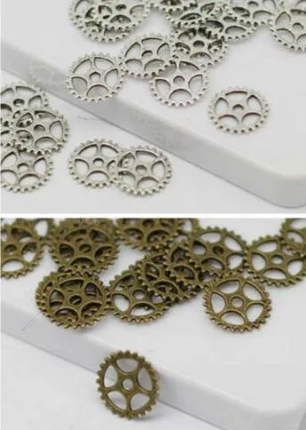 500pcs Alloy Lovely Mini Gear Antik Silver Bronze Charm Pendant för halsband Smycken Göra fynd 15mm