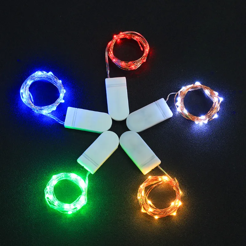 LED-Kupferdraht-Lichterkette, CR2032-Knopfzelle, Reis-Lichterkette, 2 m, 20 LED-Lichterketten für Weihnachts- und Hochzeitsdekoration