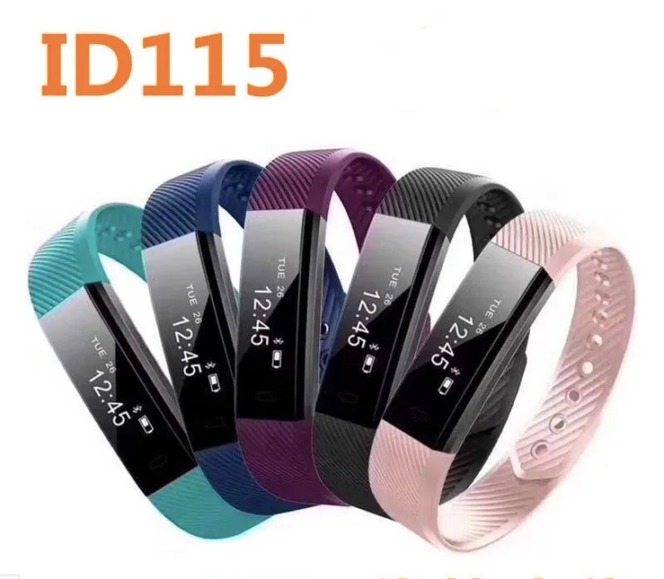 Hot ID115 Smart Bracelets Fitness Tracker Step Counter Aktivitet Monitor Band VIMCLOCK Vibration Hjärtfrekvens Övervakning Armband