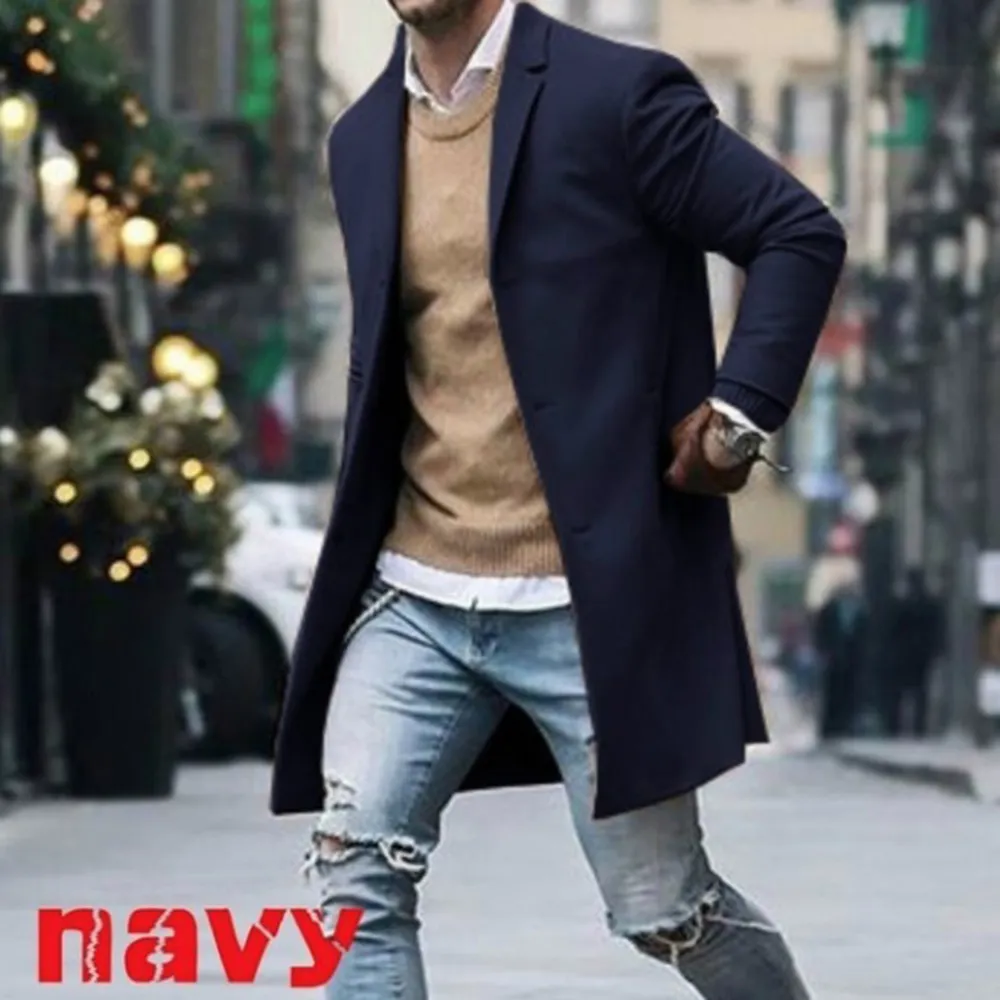 Mejor Precio En A Granel Veste Longue Hommes Mode Hiver Trench Manteau Hommes  Long Pardessus Classique Vestes Solide Slim Fit Outwear Veste Longue Homme, Envío Gratuito, DHgate