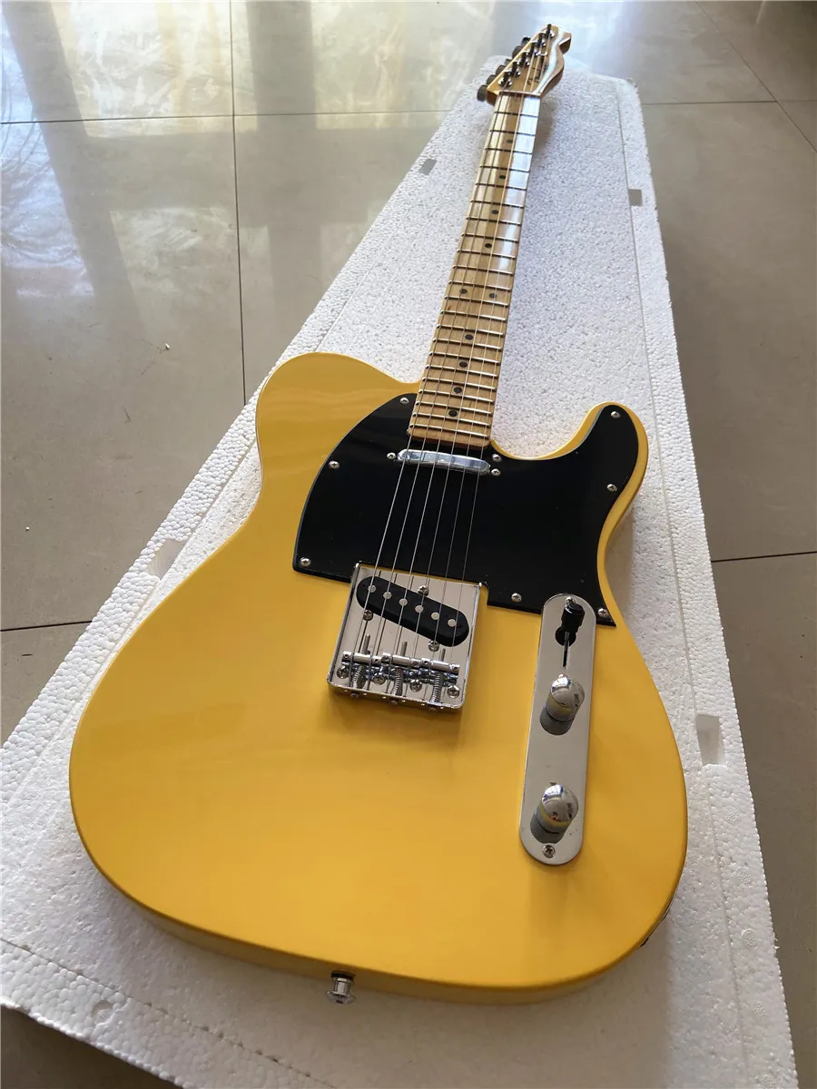 Brand new factory direct sales heritage classic yellow electric guitar basswood body maple xylophone neck chrome accessories free shipping.