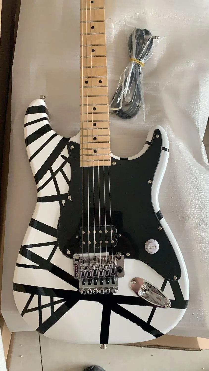 Edward Eddie Van Halen White Black Striped Electric