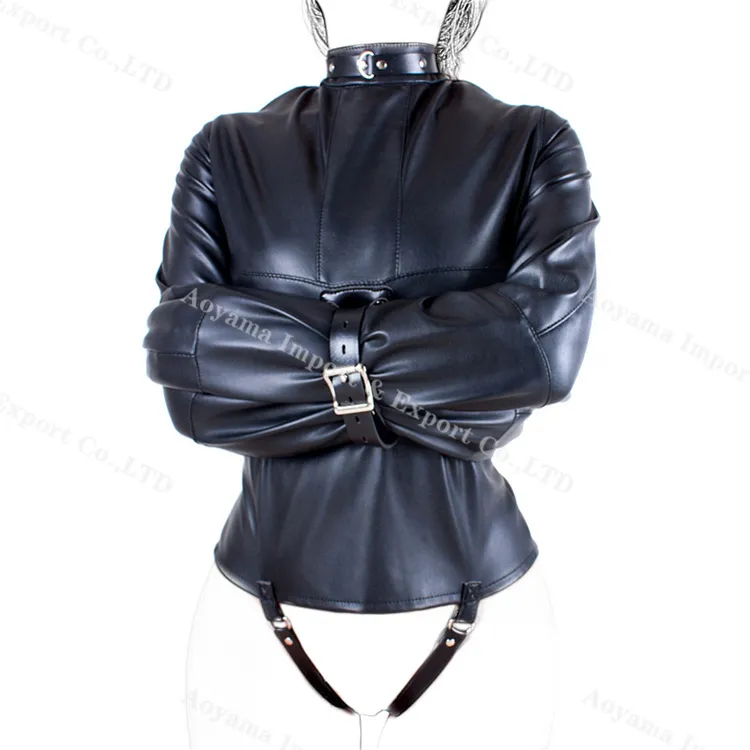 PU Straitjacket BDSM 여성 성인 커플 게임 스트레이트 재킷 조정 가능한 페티쉬 Do 고객 크기 eather 하네스 바디 속박