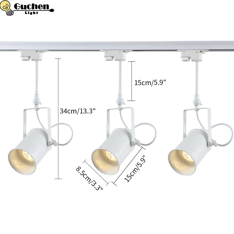 Modern spot ceiling lamp E27 holder track light lamp Rotated Track Lighting for store shopping mall lighting lamp White color