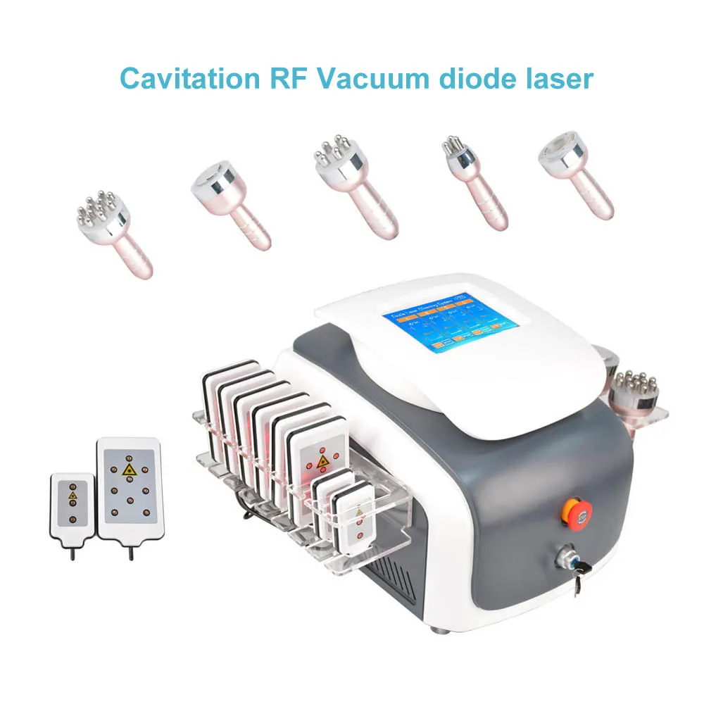 6. 1 'de ultrasonik 40 Khz kavitasyon Vakum rf liposuction lipo lazer kutuplu RF diyot lazer LipolaseR anti aging cilt gençleştirme makinesi