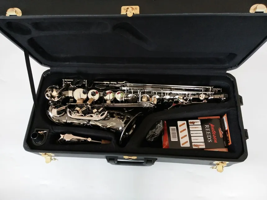 Novo Alemanha JK SX90R Keilwerth Saxofone Alto Black Nickel Silver Alloy Alto Sax Brass Musical Instrument com Case Bocalista Cop6173163