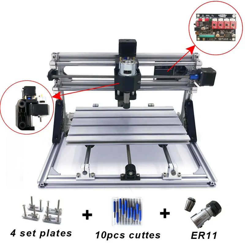 Mini CNC Engraving Machine with ER11 Wood Router Grinder PCB Milling Machine PVC Wood Carving DIY CNC Windows