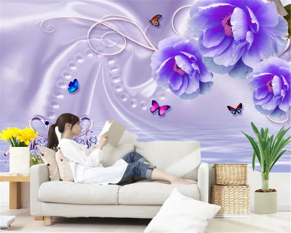 Custom Sweet Home 3d Models Purple Butterfly Flying Silk Wallpaper For  Romantic Living Room Decor From Yunlin888, $32.17
