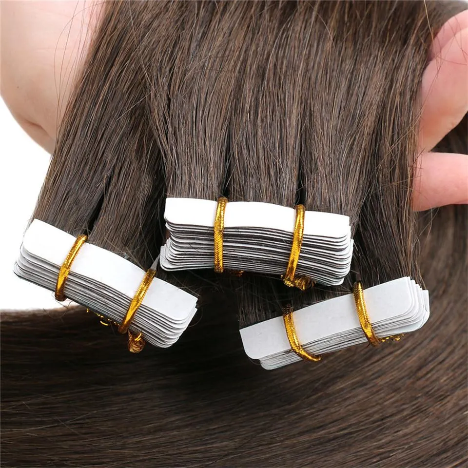 Bande droite brésilienne dans l'extension de cheveux Double Drawn 2.5g / Piece 40Pieces / Pack Extension de cheveux de trame de peau Remy Virgin Human Hair