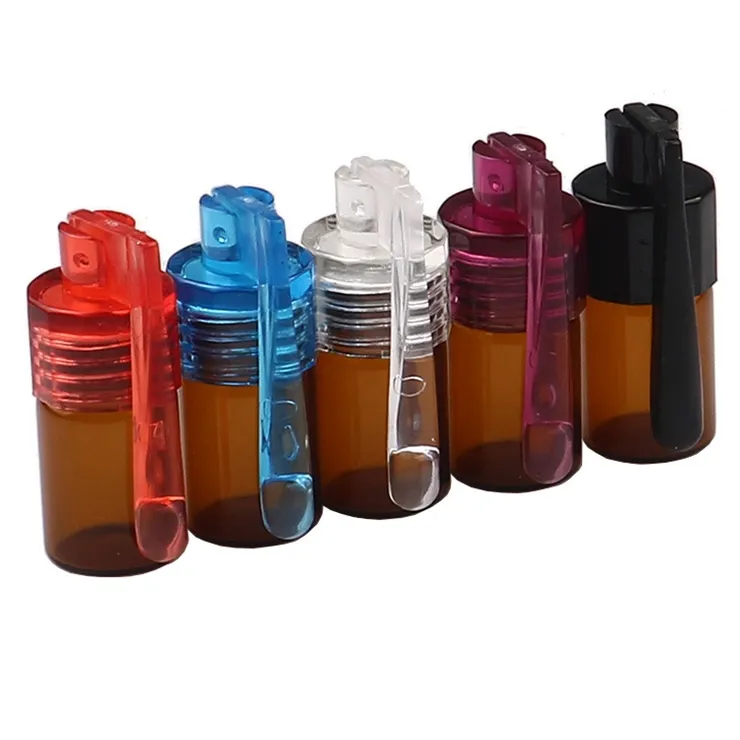 Snuff Pill Box Case Acrylic Plastic 31mm Bottle Snistorer Dispenser Nasal Rökning Rör Glasflaska Fodral Storage Stash Jar Små behållare