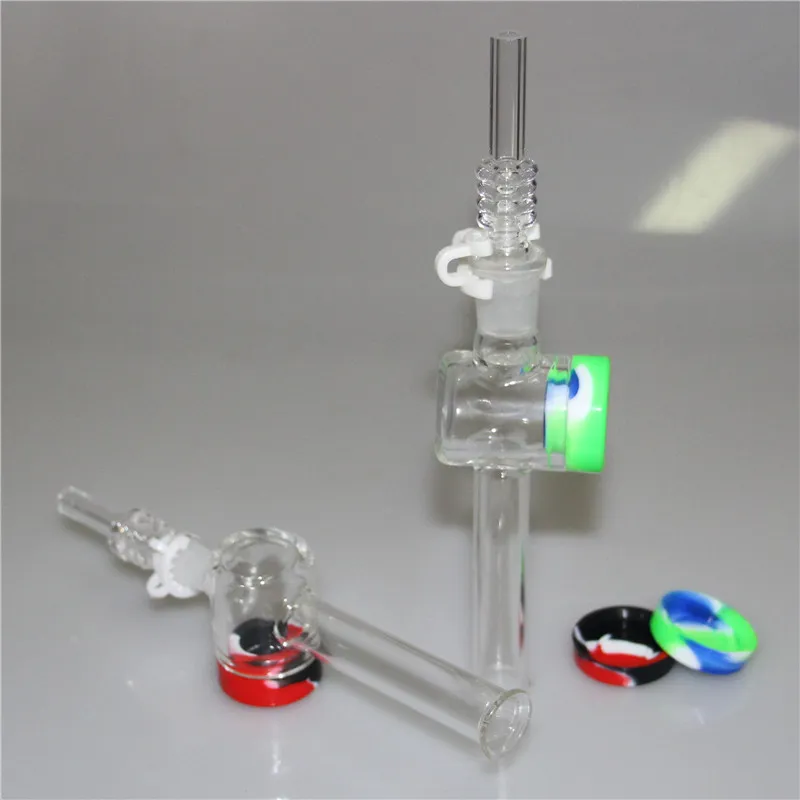 conduites d'eau en verre kit de nectar de narguilé avec récipient en silicone pour ongles en quartz tuyau de bang ashcatcher