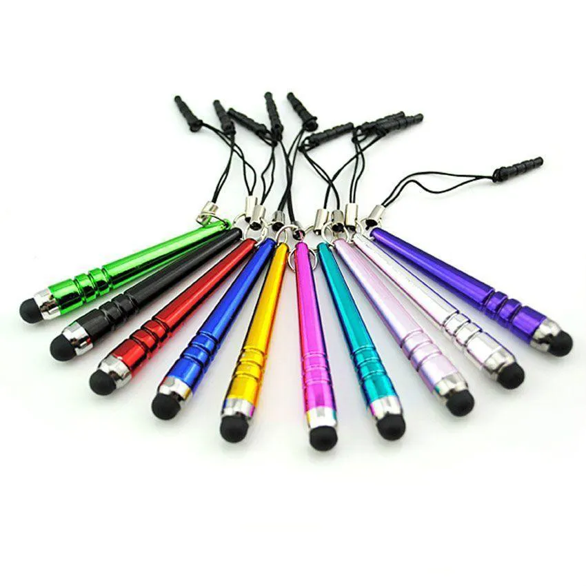 Mini Stylus Pen Baseball Bat Design Capacitive Screen Touch Pens med dammtät kontakt för Samsung Galaxy S5 S6 Tablet PC 500st.