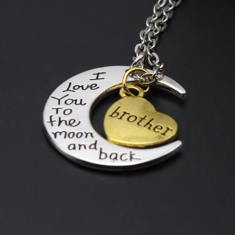 statement necklaces engraving pendants High Quality Cheap Jewelry I Love You family Necklaces 925 Silver 24K Gold Chains Necklaces