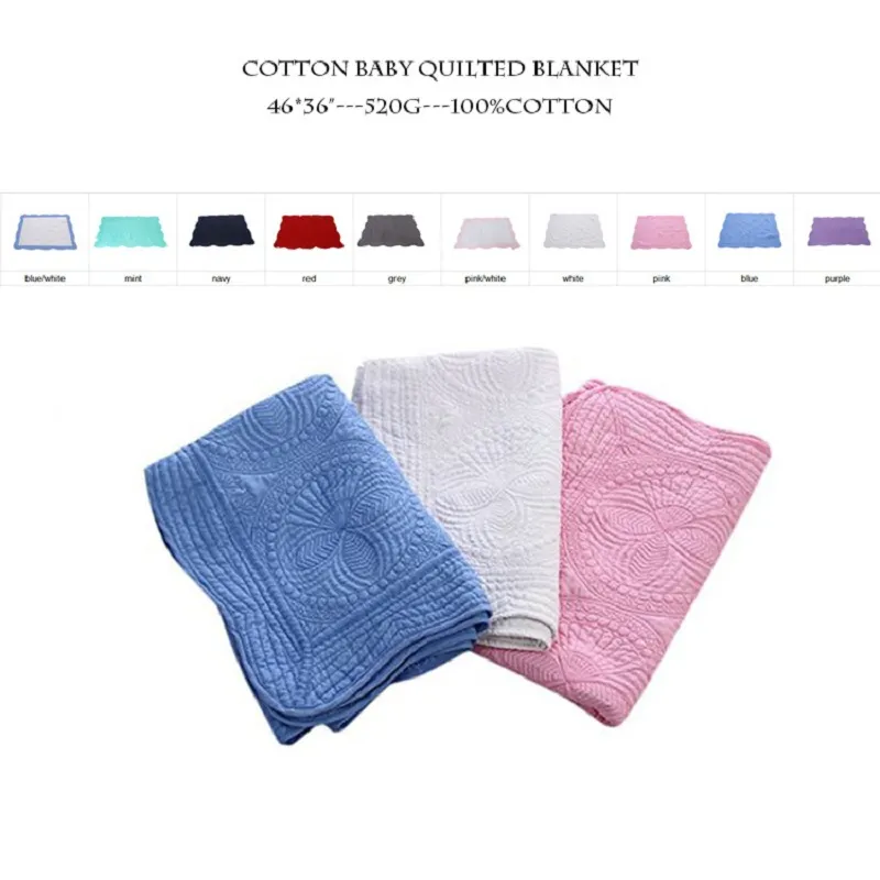 Cotton Scalloped Quilted Blankets Wholesale Blanks Navy White Ruffle Toddler Baby Gift Blanket 10Colors Baby Wraps DOM538