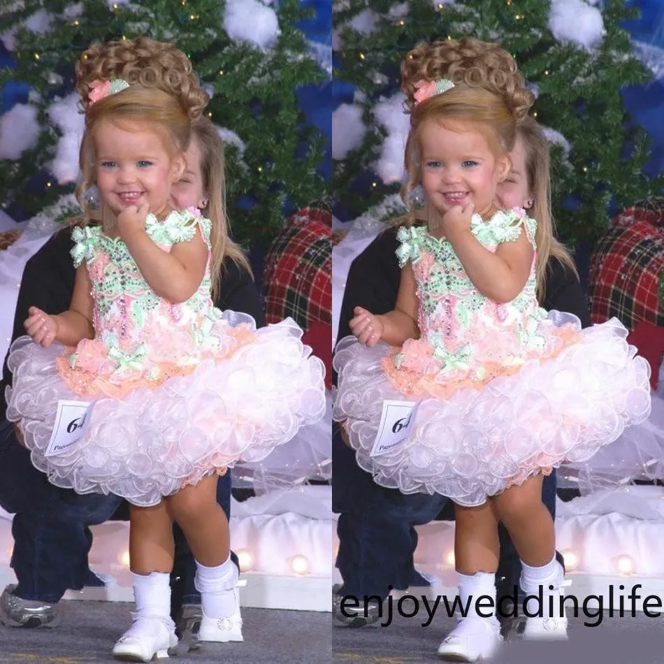 2020 아기 미스 아메리카 여자의 미스 드레스 사용자 정의 만든 Organza 파티 컵케잌은 꽃 소녀 작은 아이에 대 한 예쁜 드레스