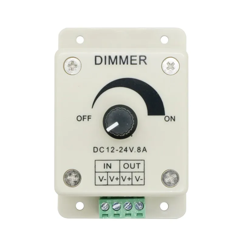 Dimmer LED 8A DC 12V 24V 96W 192W Luminosità regolabile Lampada lampadina Strip Driver Alimentatore luce monocolore 5050 3528