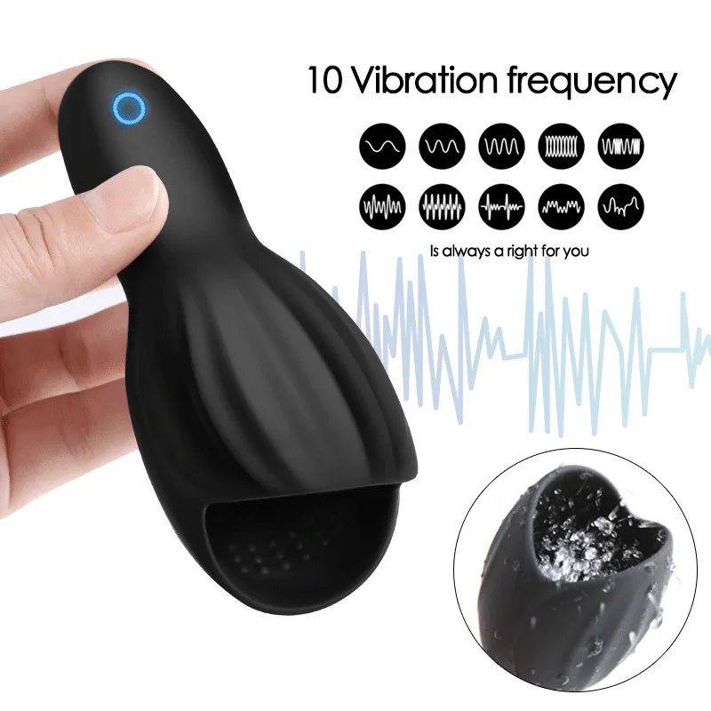 Manlig Masturbator Penis Vibrator för män Penis Trainer Massager Glans Vibrerande Stimulera Fördröjning Ejakulation Sexleksaker för män Gay MX191228