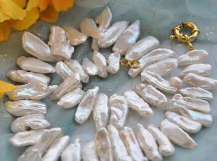 Naszyjnik Darmowa wysyłka +++ 17 "22mm biały dens biwa naszyjnik z pereł hodowlanych słodkowodnych