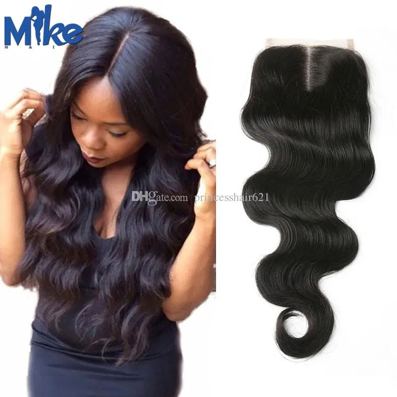 Mikhair 4x4 Lace Fechamento Brasil Body Wave Fechamentos Não Transformados Cabelo Humano Cabelo 8-20in Índico Malaio Peruana Peru Shaltures