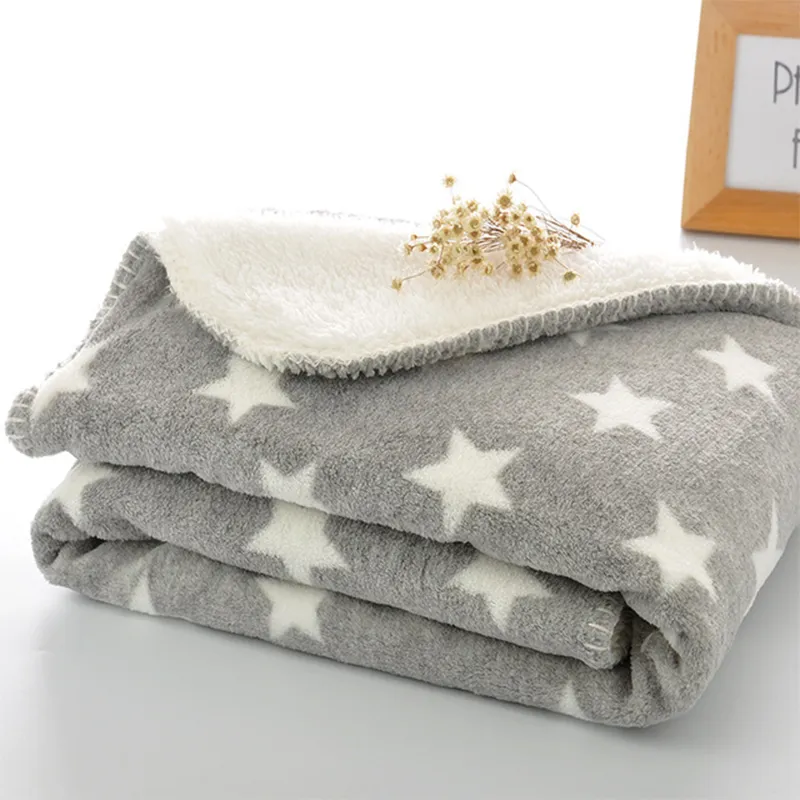 Tjock fleece filt plysch flanell kasta extra mjukt varmt filt dubbel lager baby swadding wrap för nyfödda sängkläder