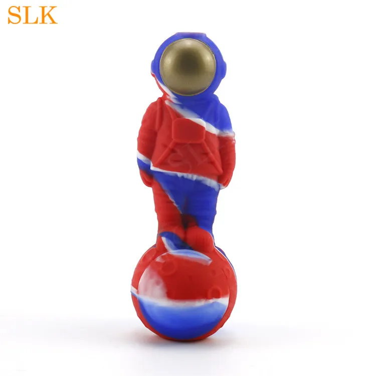 Tubi in silicone a forma di astronauta da 4,9 pollici Moon Bruciatore a nafta in vetro Bubbler Bong in silicone Accessori per fumatori con ciotola di vetro