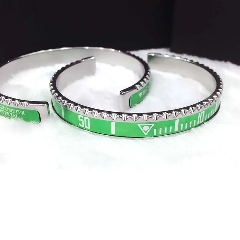Wholesale-316L Stainless Steel cuff bracelet Speedometer Official Bracelet bangles Men silver plated Fashion Jewelry 12 colors