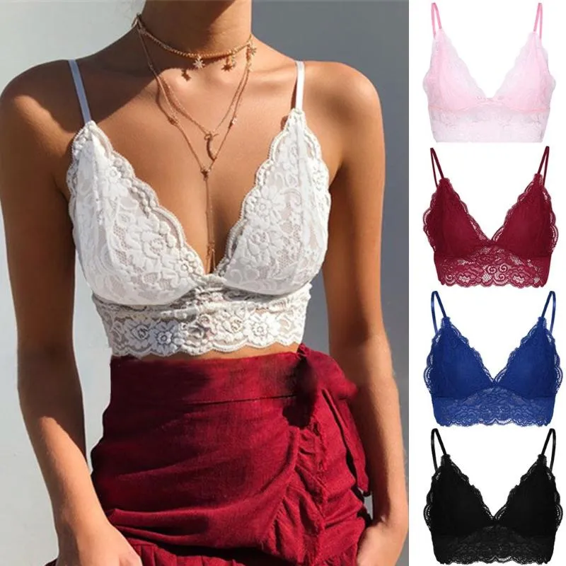 Bralette Bras Women lace Wireless Bra Lingerie Sexy V-Neck Underwear  Sleepwear Plus Size Vest Crop