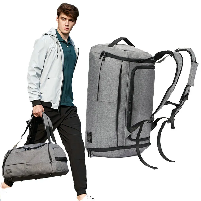 Travel Bag Men 45L Multifunction Waterproof Canvas Gray Big Bag
