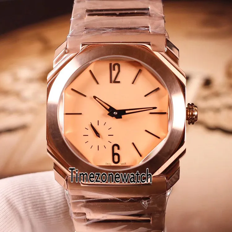 Bästa Edition Octo Finissimo 102371 Rose Gold 41mm Gold Ring Automatisk Mens Watch 3 stilar Rostfritt stål Klockor för TimeZoneWatch E11B2