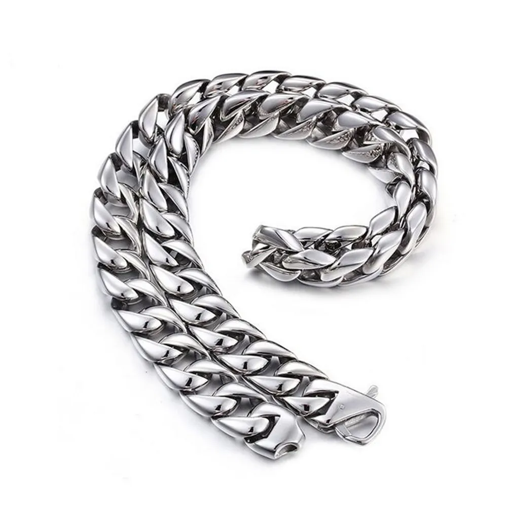 Punk Mode 15mm Zware Heren Vrouwen Fiets Biker Chain Link Ketting Hiphop Zilver 316L Rvs Curb Cubaanse Collier Sieraden