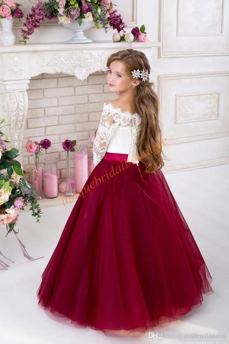 Cheap burgundy flower girl dresses hotsell