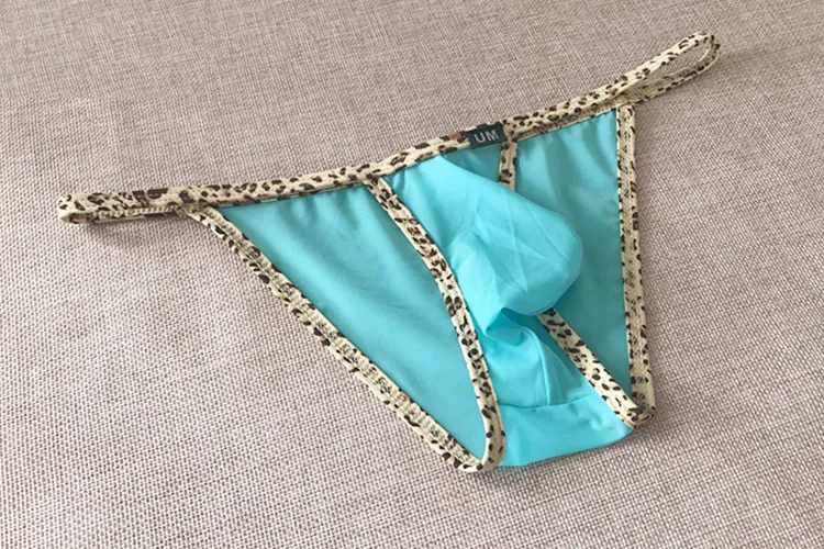 Underbyxor Ice Silk Briefs Leopard Edge Slip Uomo Sexig underkläder Bikini Ropa Interior Hombre Erotic Men's Panties Leopard PRI2544