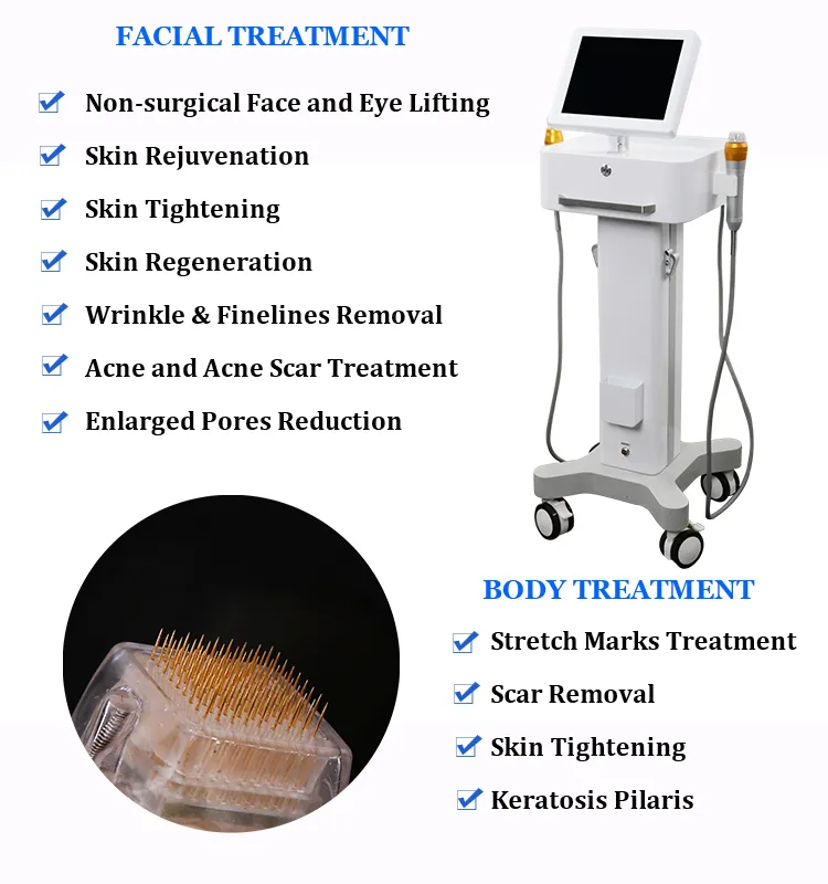 Radio Frequency Microneedling Fractional RF Facial Machine Stretch Marks Removal Skin Tighten Wrinkles Reduction Microneedle Anti Aging Remove Acne Scars