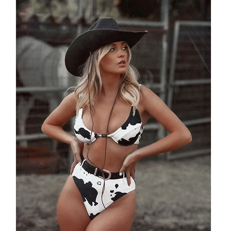 Bikini badkläder kvinnor baddräkt 2020 cow print brasiliansk bikini set push up baddräkt kvinnlig sommar strand bär Biquini