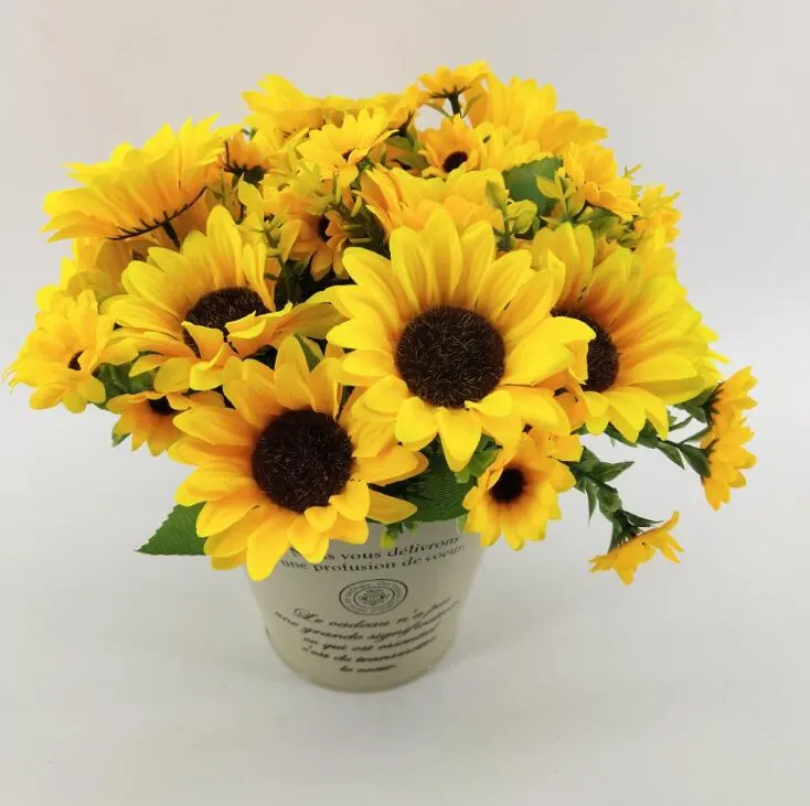 CEWOR Flores artificiales de girasoles artificiales, 200 unidades, 1.8,  2.8, 3.5 pulgadas, flores amarillas de seda sintética para el hogar, boda