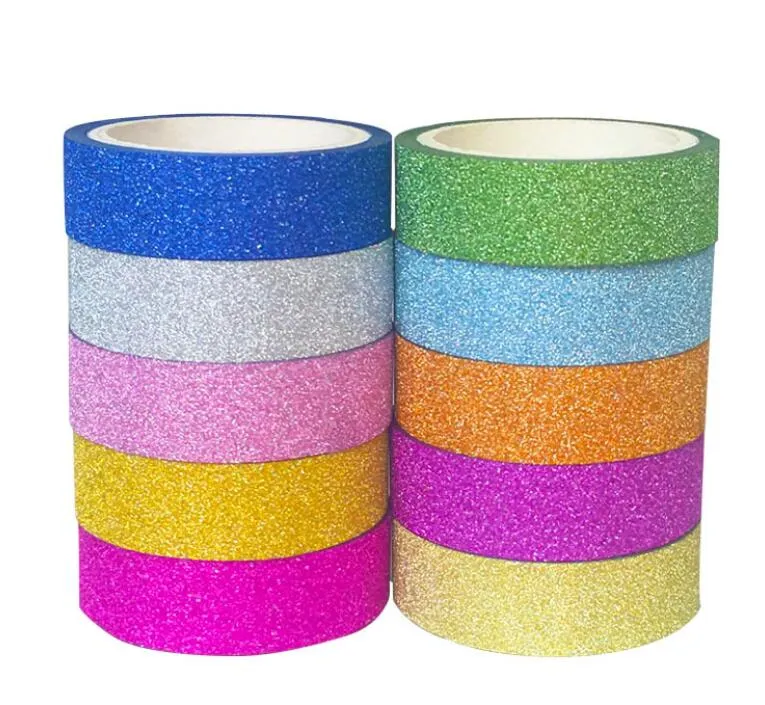 Glitter Tape Sparkle Tape Shiny Masking Rhinestone Tape Sticky Adhesive DIY Tape Crafts Gift Tape for School Office Home Decoration and Kid Projects