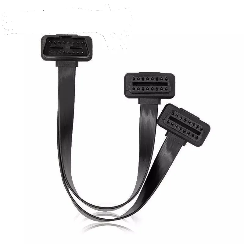 1 IN 2 Converted Cable OBD2 Flat Extension Cable With 16Pin connected 30cm brass wires inside high quality material