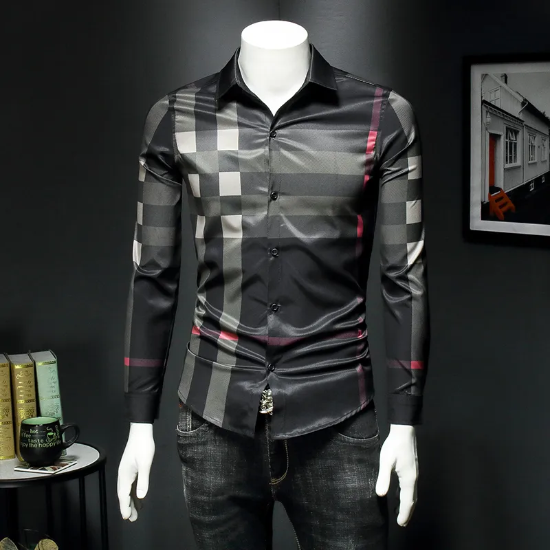 2023 nova camisa xadrez de manga comprida masculina leve estilo familiar ruffian bonito jovem negócios casual primavera camisa fina tamanho asiático S-5XL