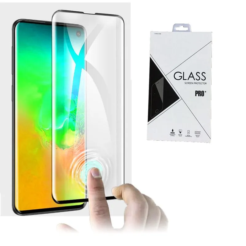 3D-krökt tempererat glasskärmskydd för Samsung Galaxy S10 S10 5G S10 Plus Edge Lim 500PCS / Lot Retail Package