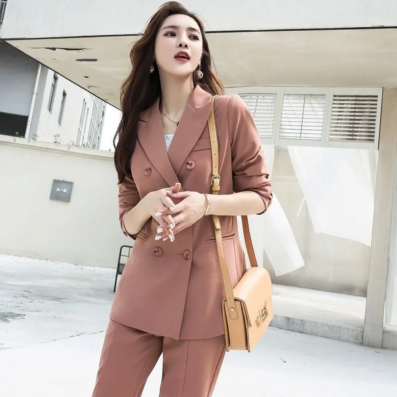 Fashion Elegant Work Business Pants Suits For Women Single Breasted Blazer Jacket And Shorts Two-piece Set Female Office Uniform1