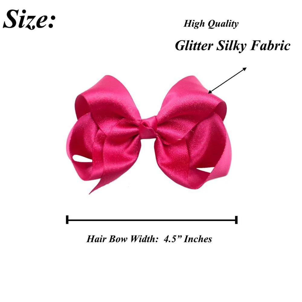 40pcs 4 5 Inch Glitter Grosgrain Ribbon Shiny Hair Bows Alligator Hair Clips For Girls Infants Toddlers Kids Fashion Hair Accessor280s