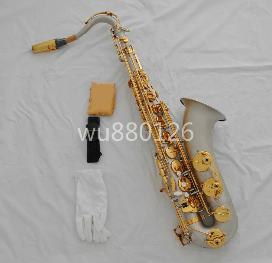 Obranded ny bb tenor saxofon nickel silverpläterad kropp guldlack nyckel saxofon musikinstrument med fall kan anpassningsbar logotyp